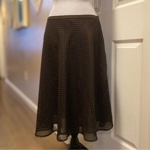 New York & Company mini polka dot fit & flare skirt below knee brown white med
